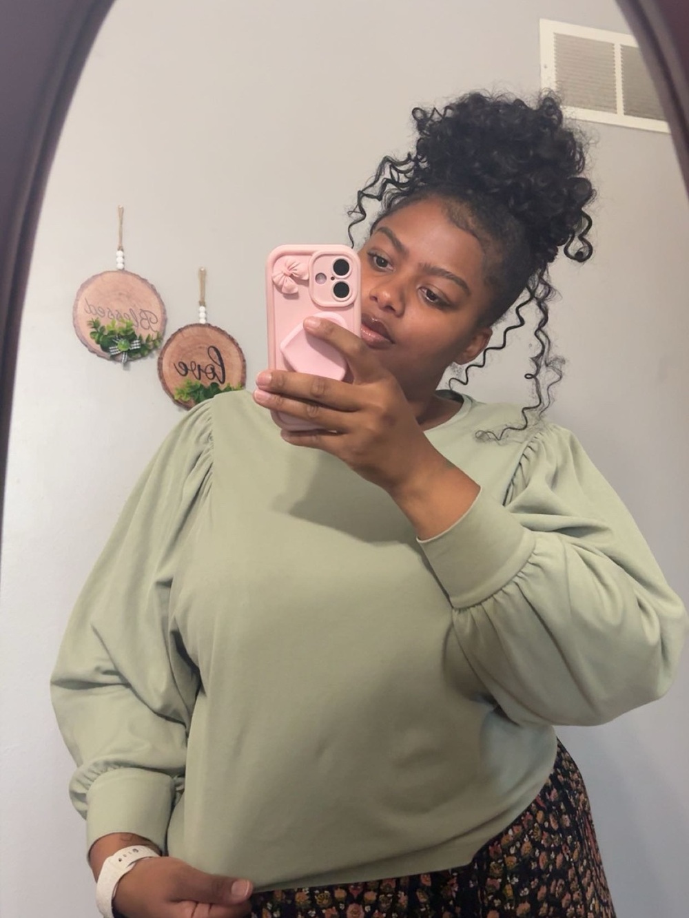 Balloon Sleeve Sage Green Top